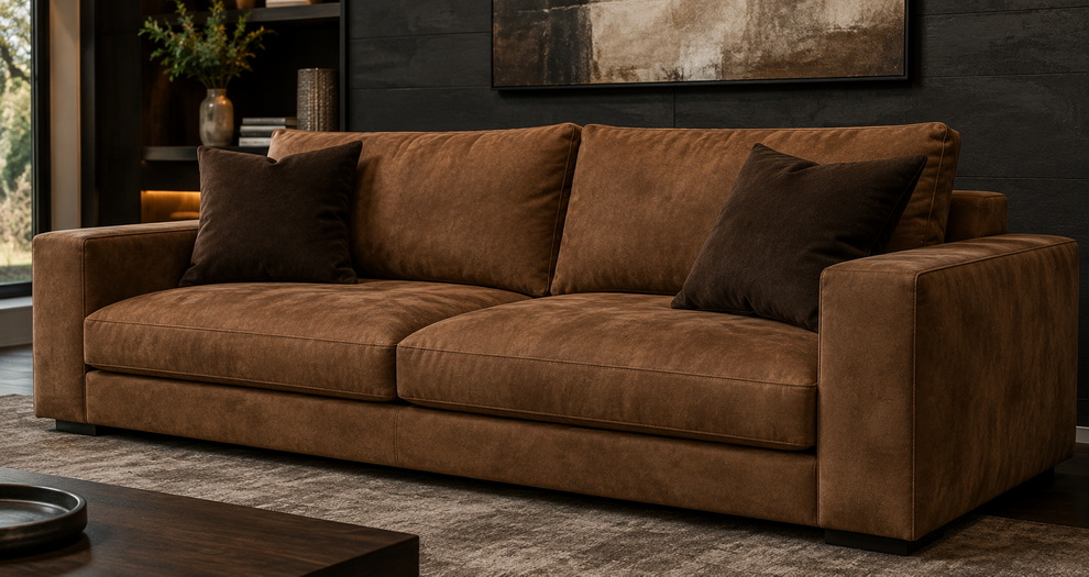 Finished custom tufted sofa