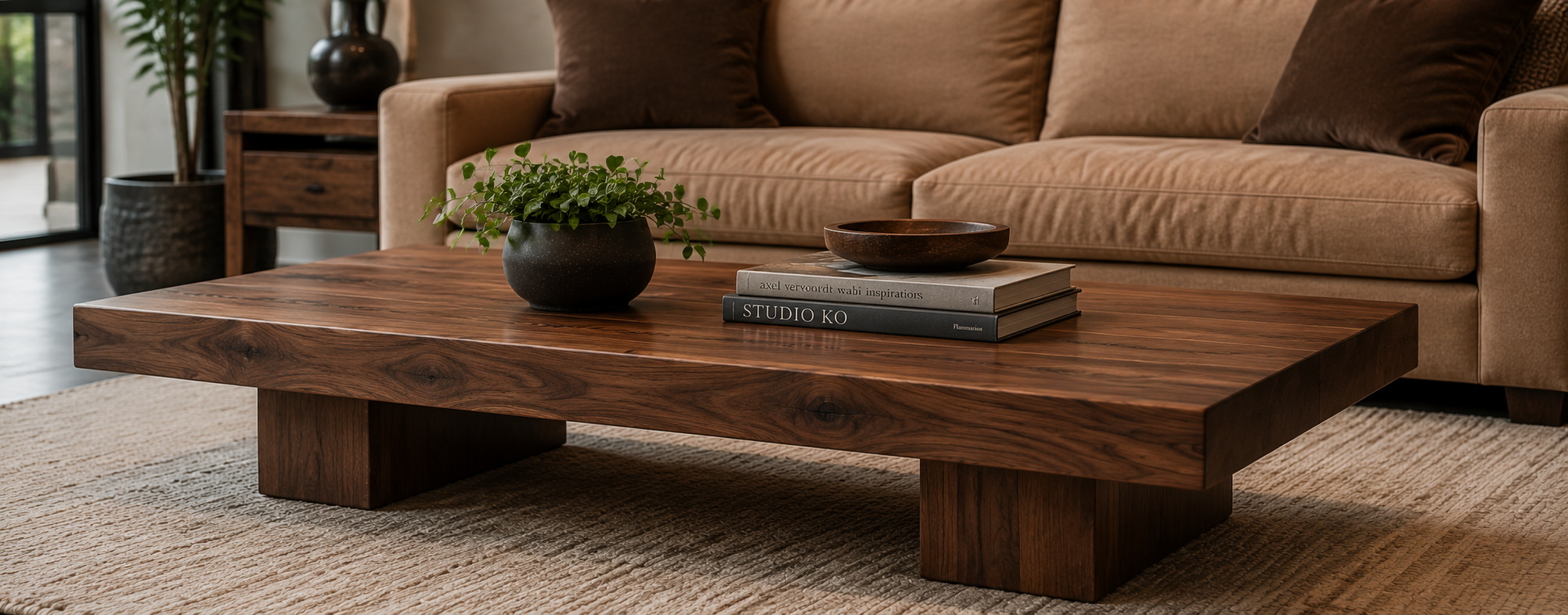 Walnut coffee table beauty shot