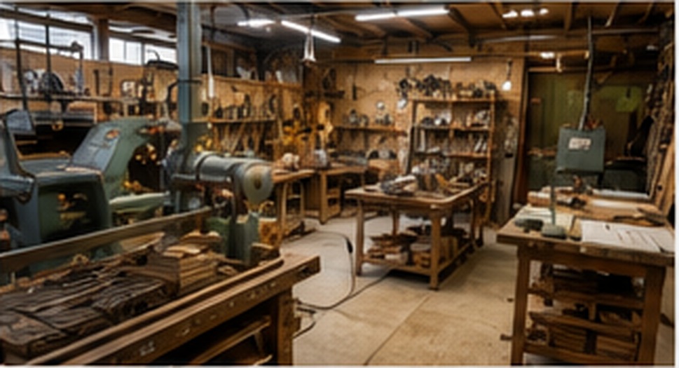 A real woodworking shop used for custom furniture building